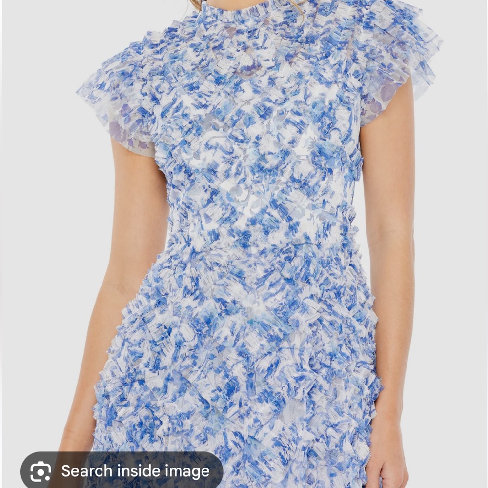 Mac Duggal Blue and White Midi Dress - Picture 2 of 16